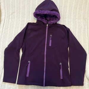 Girls’ Size Large (14) Purple Lands’ End Fleece-Lined Jacket
